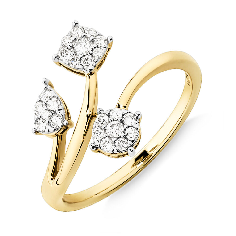 Fancy Cluster Ring with 0.25 Carat TW of Diamonds in 10kt Yellow Gold