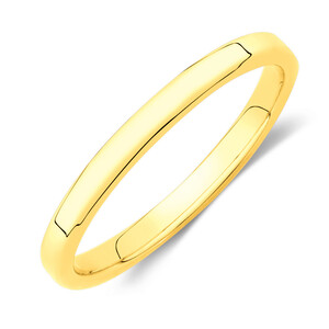 2mm Flat Bevelled Wedding Band in 10kt Yellow Gold