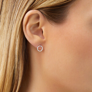 Boutons d'oreilles en argent sterling en forme de cercle avec zircons cubiques