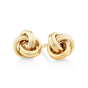 Open Triple Knot Stud Earrings in 10kt Yellow Gold