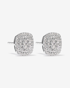 0.65 Carat TW Cushion Shaped Diamond Cluster Stud Earrings in 10kt White Gold