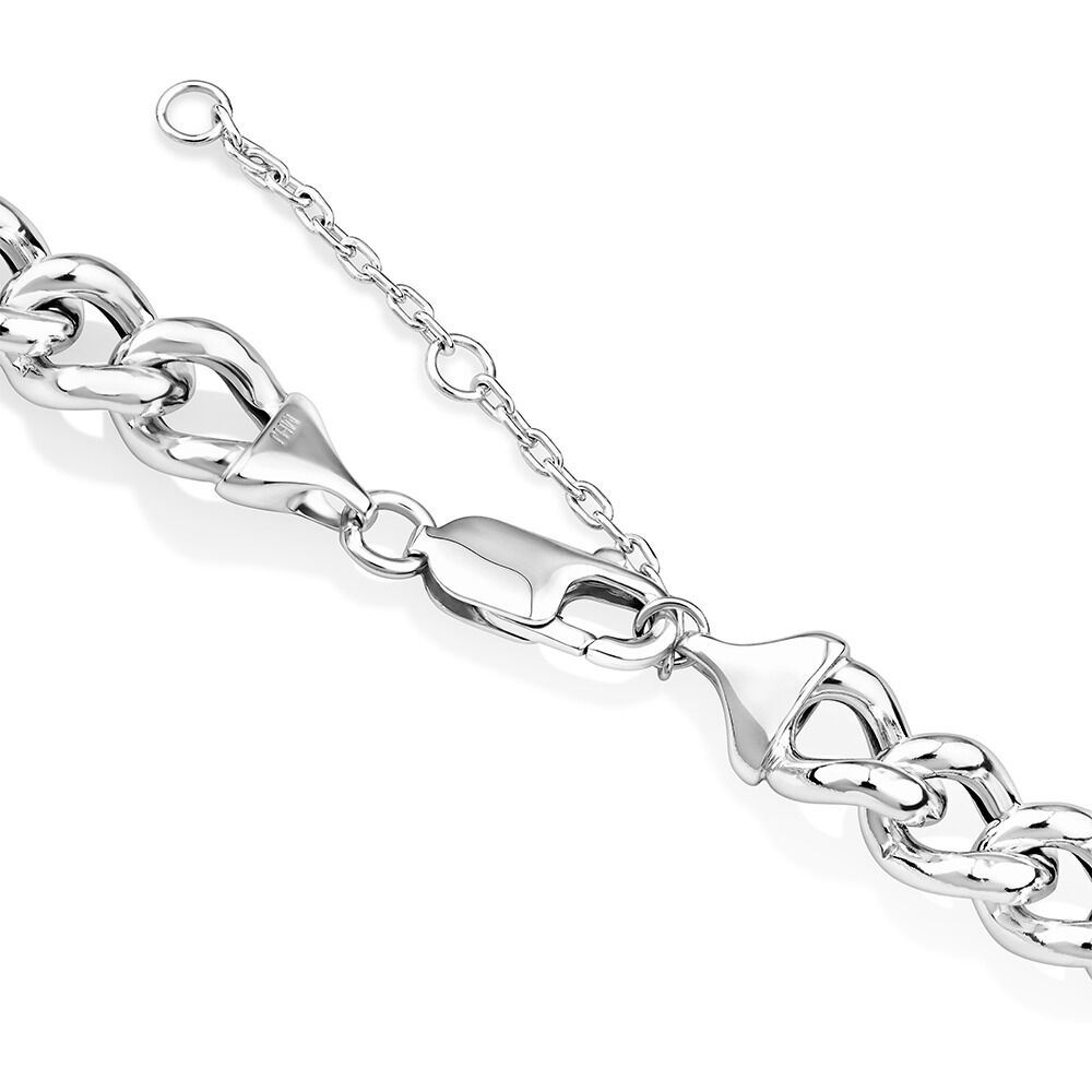 45cm (18") 9mm-9.5mm Width Hollow Curb Chain in Sterling Silver