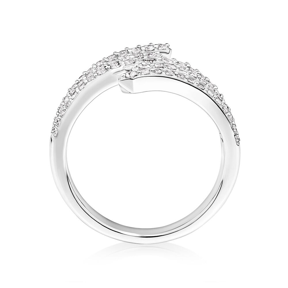 3 Row Bypass Deco Ring with 0.62 Carat TW of Diamonds in 10kt White Gold