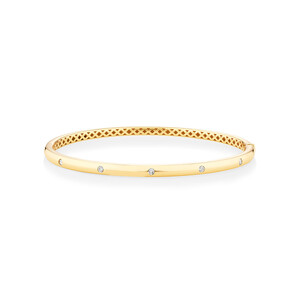 Hammer Set Bangle With 0.15 Carat TW Diamonds In 10kt Yellow Gold