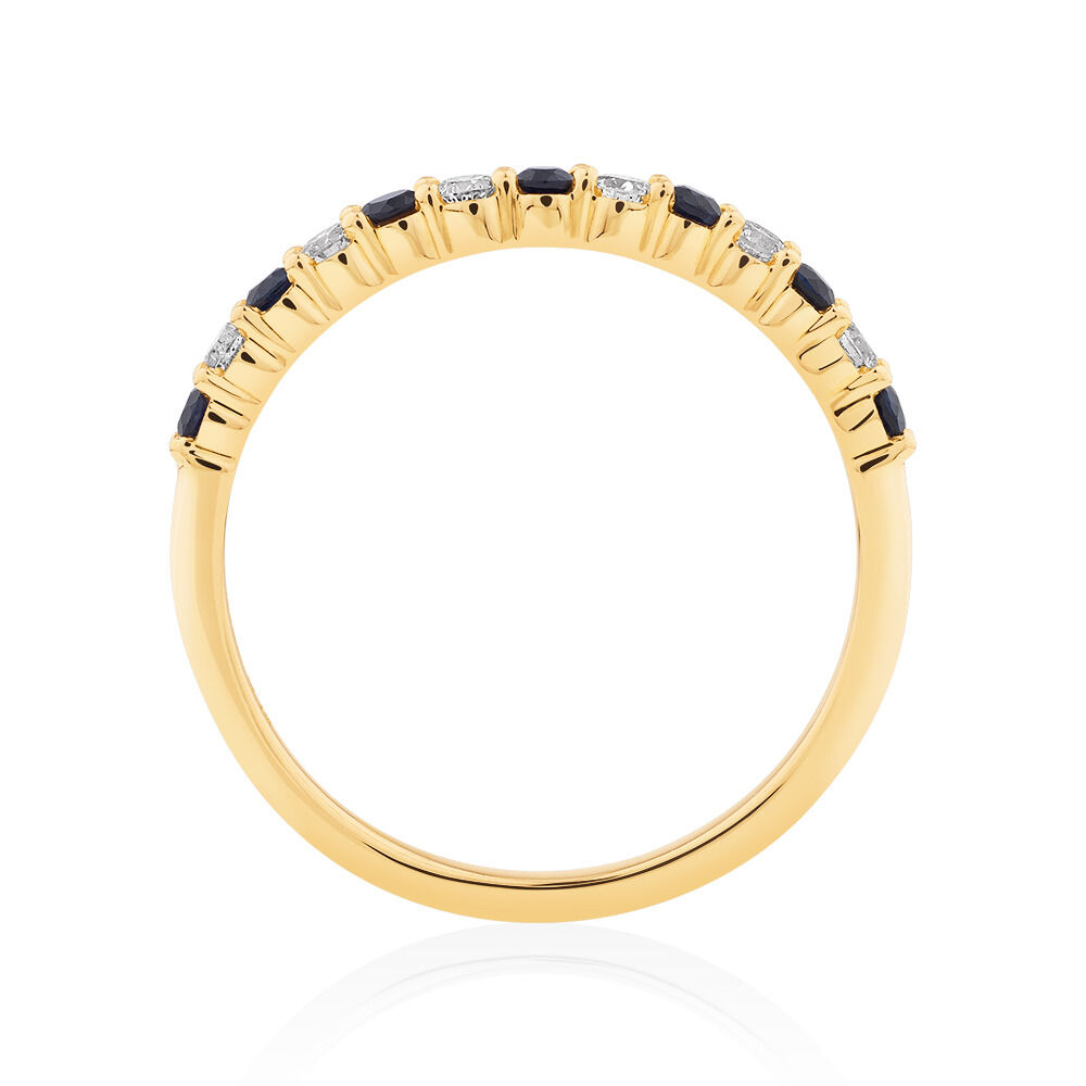 Ring with Blue Sapphire & 0.15 Carat TW of Diamonds in 10kt Yellow Gold