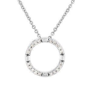 Circle Pendant with Diamonds in Sterling Silver