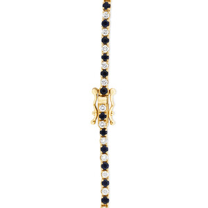 Tennis Bracelet with Sapphire & 1 Carat TW of Diamonds in 10kt Yellow Gold
