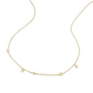 Station Necklace with 0.15 Carat TW of Diamonds in 10kt Yellow Gold