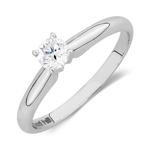 Evermore Solitaire Engagement Ring with 1/3 Carat TW Diamond in 14kt White Gold