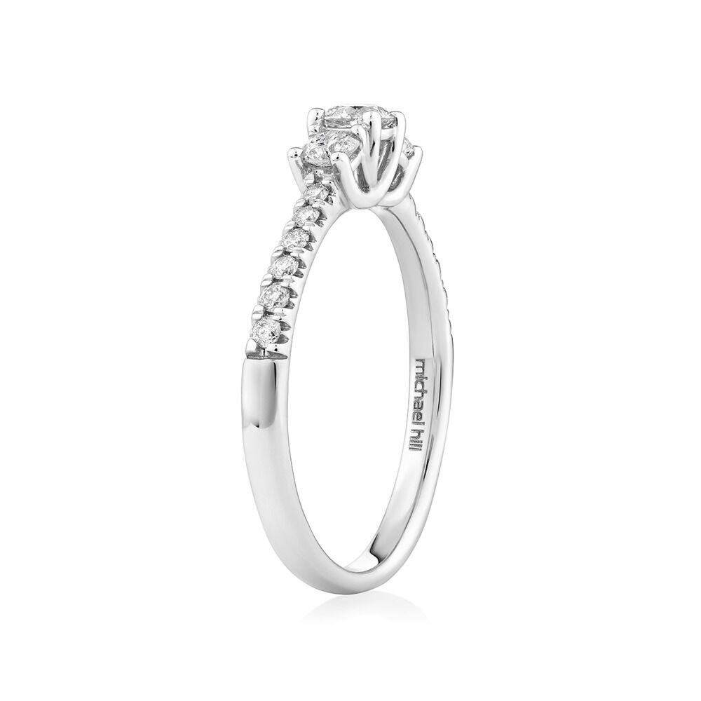 Prelude Three Stone Engagement Ring with 0.50 Carat TW of Diamonds in 10kt White Gold