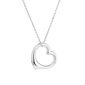 45cm (18") Open Heart Necklace in Sterling Silver