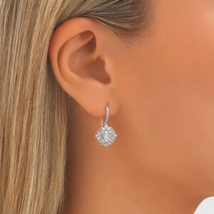 Fancy Drop Earrings with 1.49 Carat TW of Diamonds in 10kt White Gold