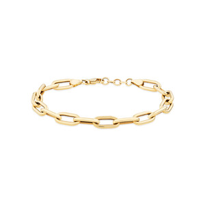 Bracelet à chaîne câblée ovale vide en or jaune 10 K de 21 cm