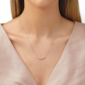 Graduated Bar Necklace with 0.20 Carat TW of Diamonds in 10kt White Gold