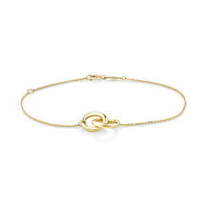 Bracelet en or jaune 10 K à deux cercles, 19 cm