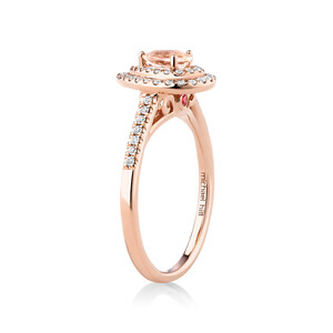 Sir Michael Hill Designer Fashion Ring with Morganite & 0.25 Carat TW of Diamonds in 10kt Rose Gold