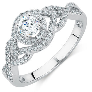 Engagement Ring with 0.65 Carat TW of Diamonds in 14kt White Gold