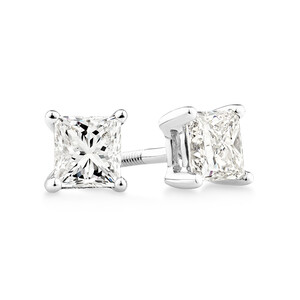 Certified Stud Earrings with 0.71 Carat TW of Diamonds in 14kt White Gold