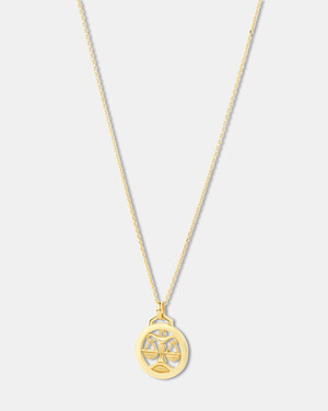 Libra Zodiac Necklace in 10kt Yellow Gold