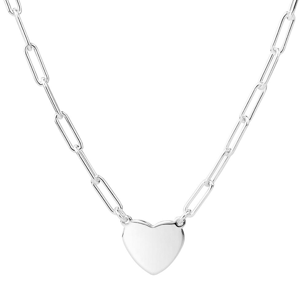 45cm (18") Heart Paperclip Necklace in Sterling Silver