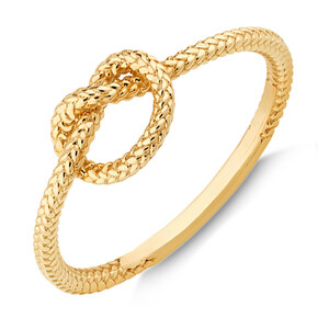 Overhand Rope Knot Ring in 10kt Yellow Gold