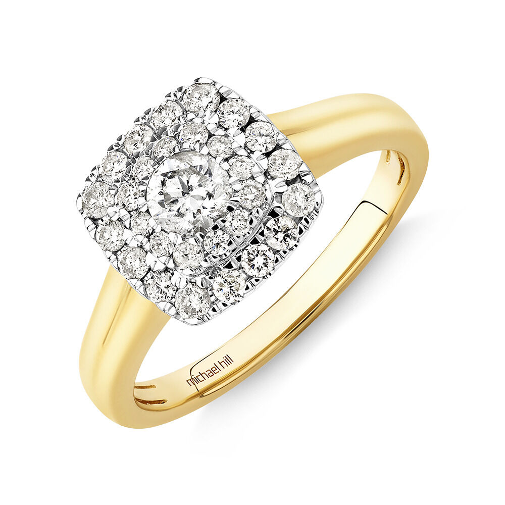 Bridal Set with 0.90 Carat TW of Diamonds in 10kt Yellow & White Gold