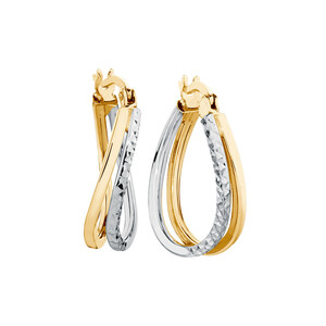 Huggie Earrings in 10kt Yellow & White Gold