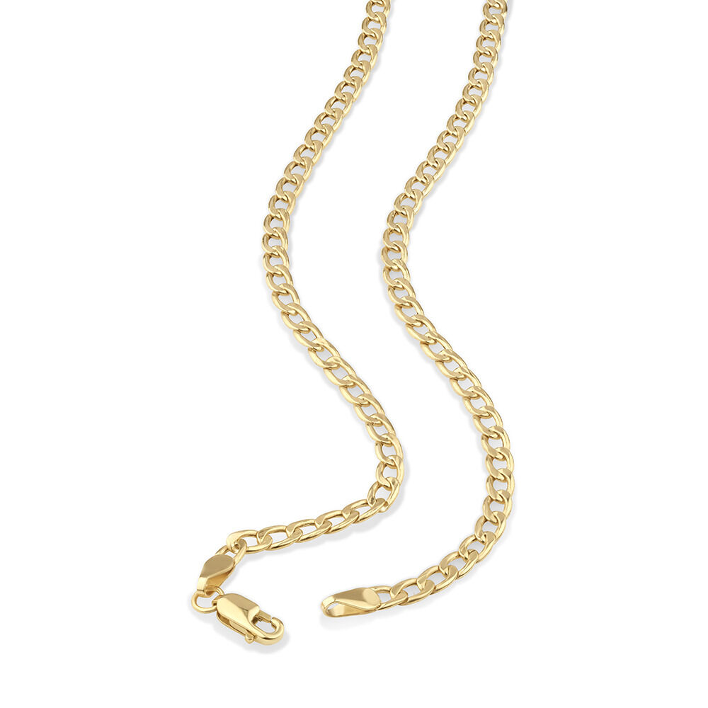 55cm (22") 3mm-3.5mm Width Hollow Curb Chain in 10kt Yellow Gold