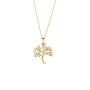 Tree of Life Pendant with Diamonds in 10kt Yellow Gold