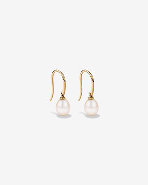 Drop Earrings with Cultured Freshwater Pearl in 10kt Yellow Gold