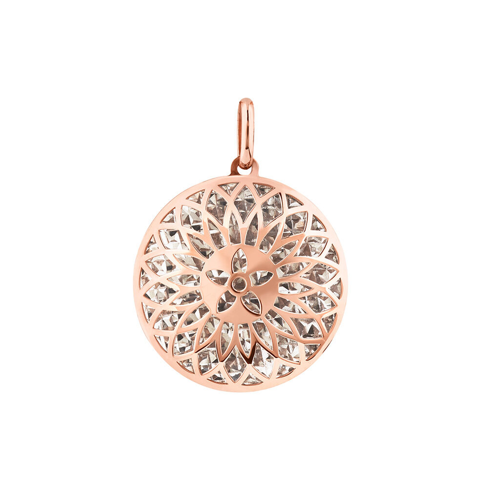 Round Pendant in 10kt Rose & White Gold