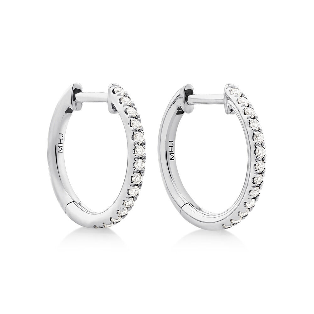 Pave Hoops with 0.15 Carat TW of Diamonds in 10kt White Gold