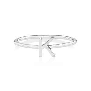 K Initial Ring in Sterling Silver