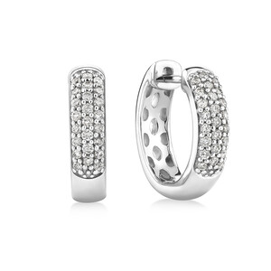 Huggie Earrings With 1/4 Carat TW Of Diamonds In 10kt White Gold