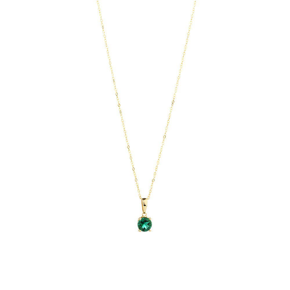 Pendant with Laboratory Created Emerald in 10kt Yellow Gold