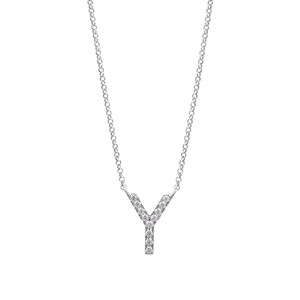 Y Initial Necklace with 0.10 Carat TW of Diamonds in 10kt White Gold