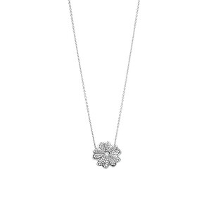Flower Necklace with 0.25 Carat TW of Diamonds in Sterling Silver