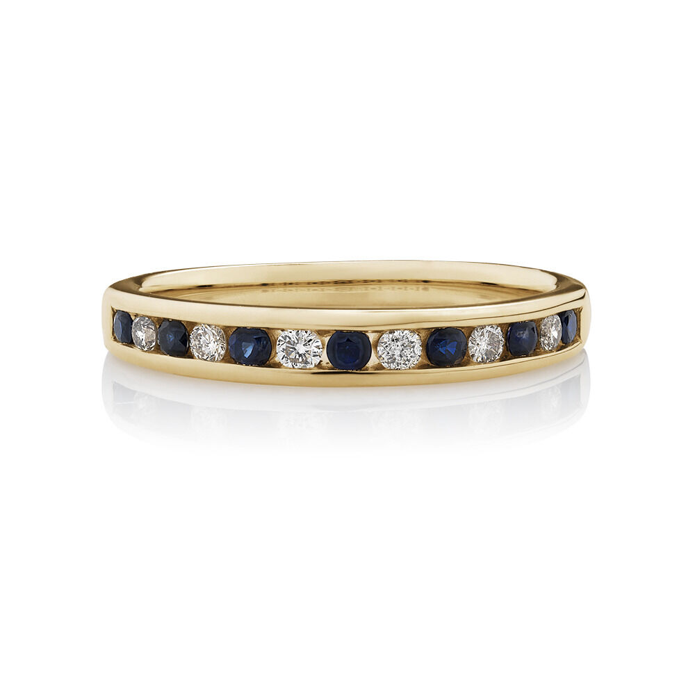 Ring with Sapphire & 0.15 Carat TW of Diamonds in 10kt Yellow Gold