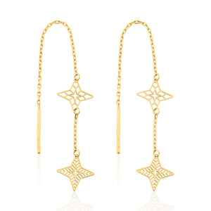 Double Star Threader Earrings in 10kt Yellow Gold