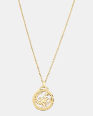 Pendentif du signe du zodiaque du Scorpion avec chaîne en or jaune 10 K