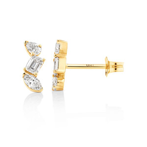 0.44 Carat TW Fancy Cut Stacked Laboratory-Grown Diamond Stud Earrings in 10kt Yellow Gold