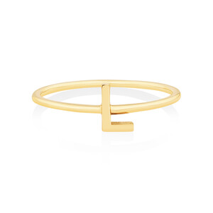 L Initial Ring in 10kt Yellow Gold