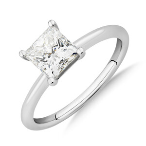 1.25 Carat Princess Cut Laboratory-Grown Diamond Ring In 14kt White Gold