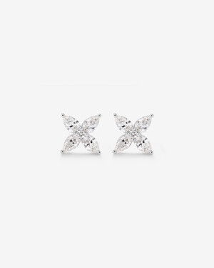Boucles d'oreilles à tige avec diamants cultivés en laboratoire Floret TW 0,62 carat en or blanc 10 carats