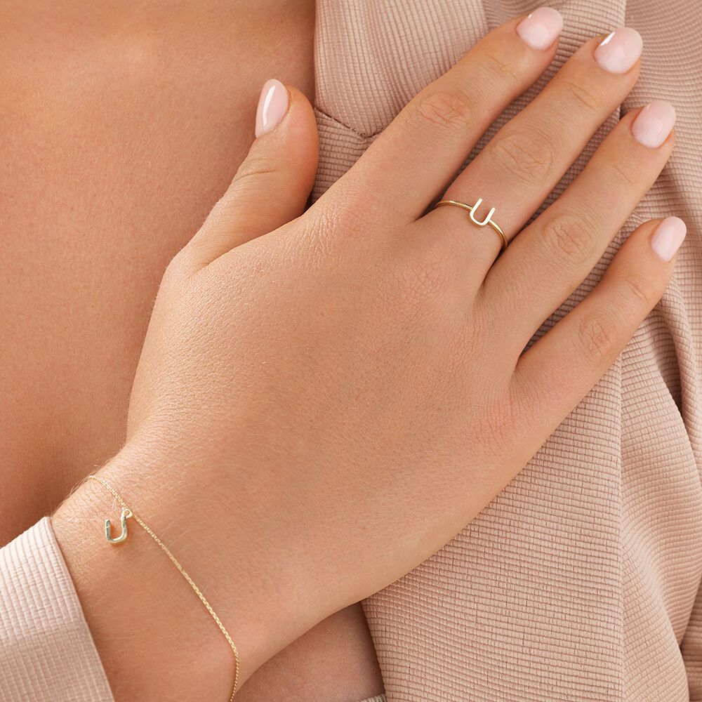 M letter gold new arrivals rings for mens