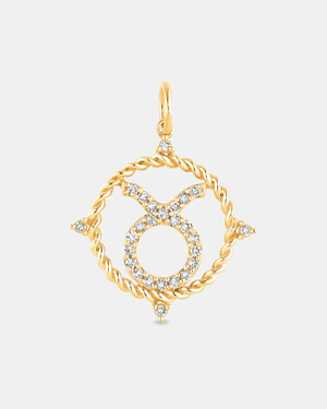 Taurus Zodiac Pendant with 0.20 Carat TW of Diamonds in 10kt Yellow Gold
