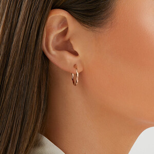 18mm Square Twist Hoop Earrings in 10kt Rose Gold