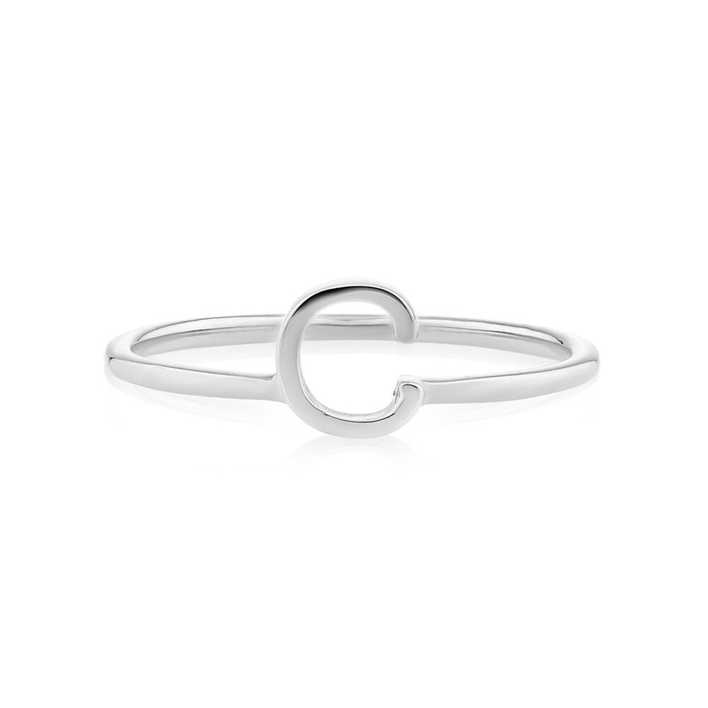 C Initial Ring in Sterling Silver