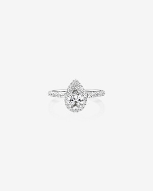 Sir Michael Hill Designer Halo Pear Engagement Ring with 1.36 Carat TW of Diamonds in 18kt White Gold
