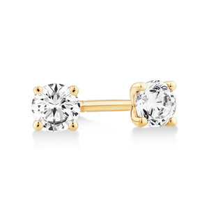 0.25 Carat TW Diamond Solitaire Stud Earrings in 18kt Yellow Gold